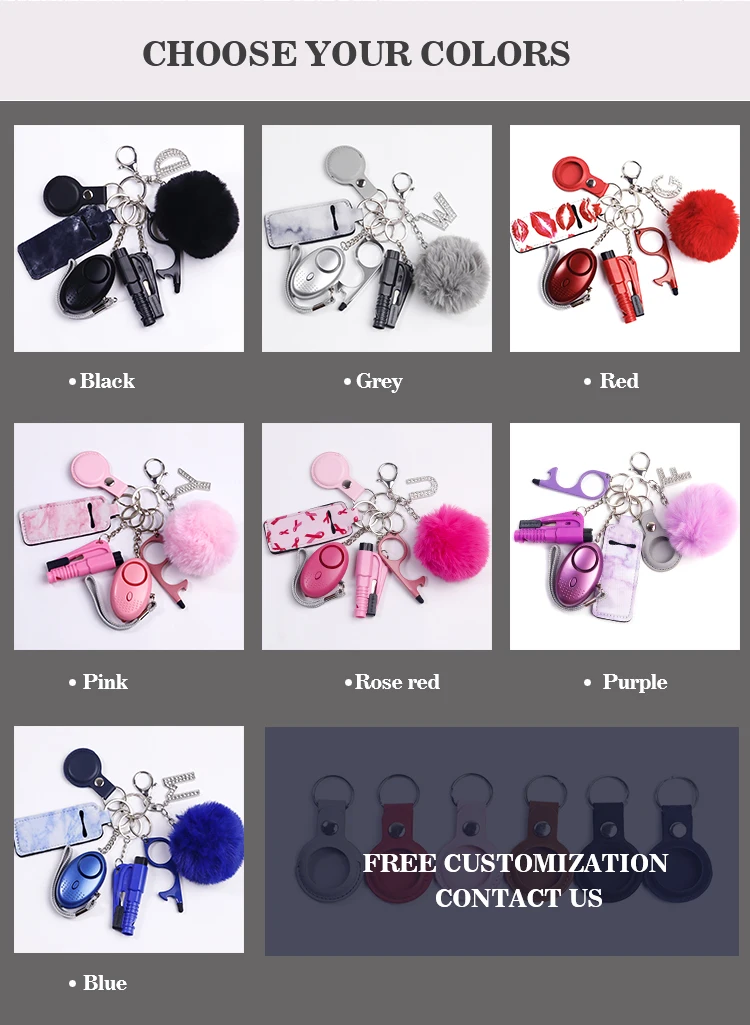 Wholesale 7pcs Set Self Defense Keychain Set Bulk Accessories Self