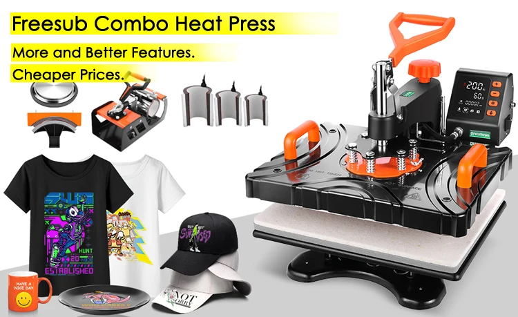 Freesub 5 In 1 Heat Press Machine Multi-functional T-shirt Sublimation  Machine T Shirt Printing Machine P8001-5 - Embossers - AliExpress