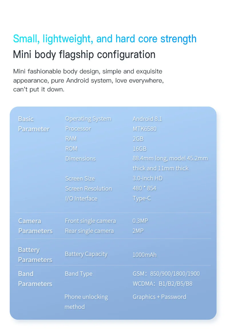 [In Stock]Supper Mini Smartphone XS15 3G WCDMA 2GB 16GB Android 8.1 Dual Sim 1000mAh WIFI Hotspot Mobile Phone