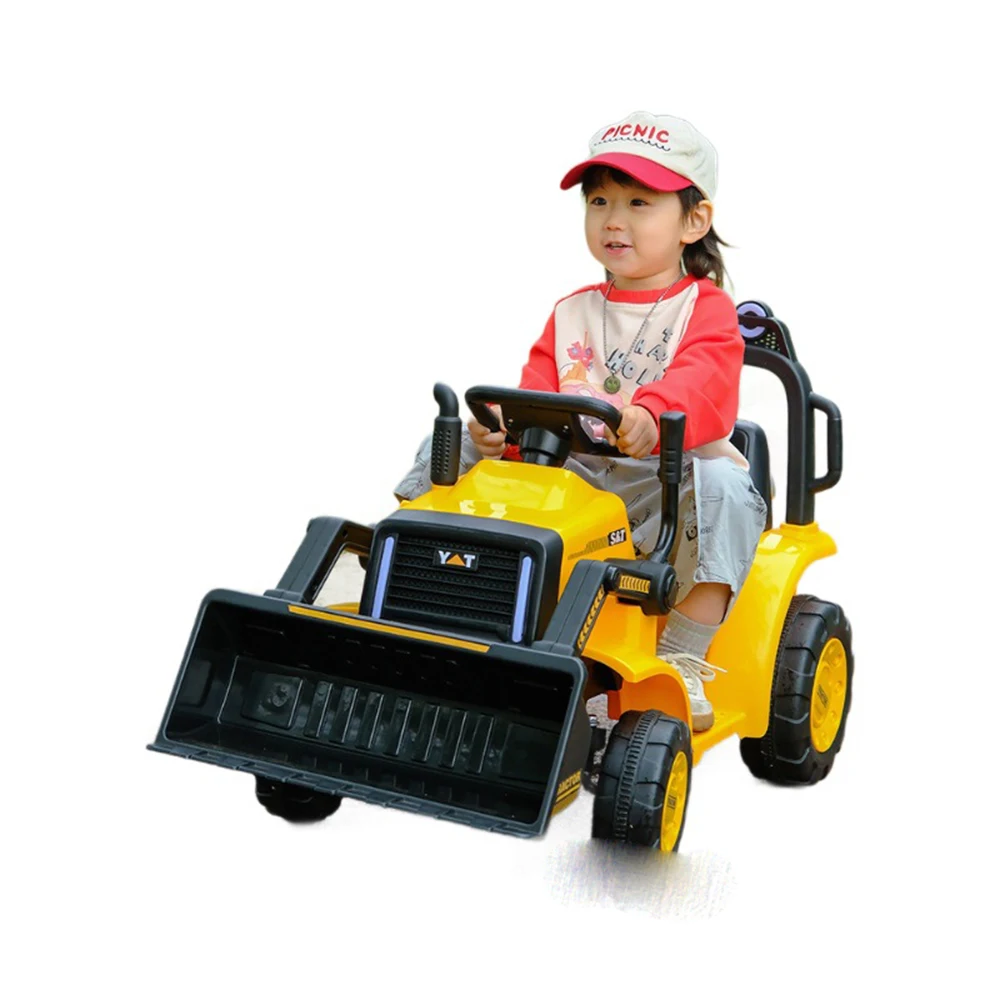 Children's Electric Ride-On Car Front Loader Rechargeable 2-4 Wheels Remote Control Metal Construction Toy Vehicle 2-4 Years