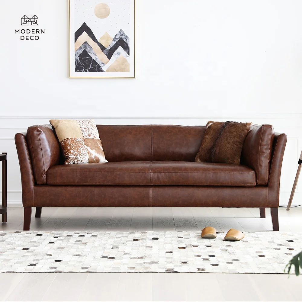 Skandinavski Stil Moderna 3 Sedila Kožna Sofa za Studio Kuću Apartman Veličine Armonia ModernDeco Nameštaj za Sobu