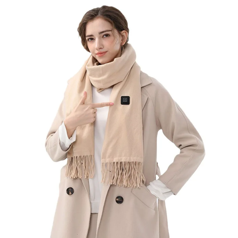 Solid Color 5V Smart USB Battery Powered Heated Scarf Winter Outdoor Electronic Heating Scarves Casual Warm Women Heat Scarf