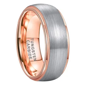 Coolstyle Jewelry 8mm Droppshipping Domed Stepped Rose Gold Tungsten Wedding Ring for Men Women Fashion Engagement Band
