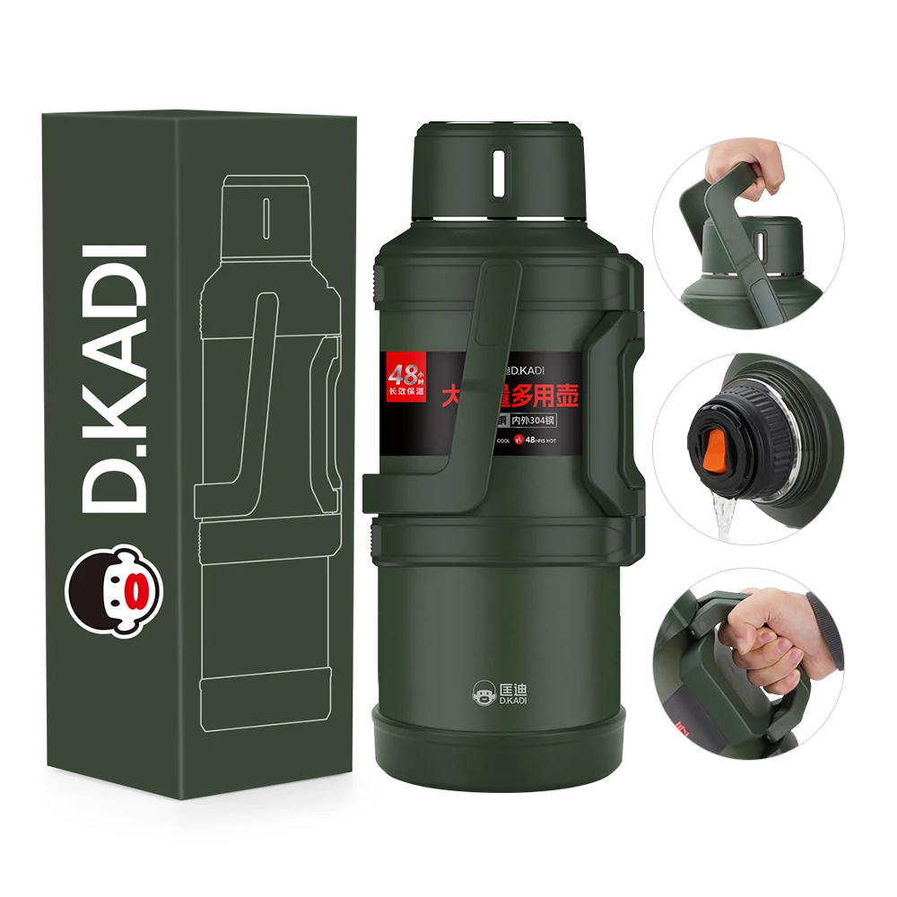 Stainless Steel 3000ml Vacuum Flask Double Wall Insulated Sports Water Bottle for Hiking Travel Camping Outdoor Activities