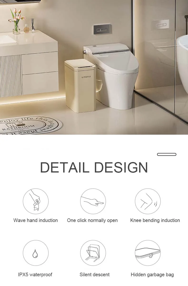 Waterproof Automatic Sensor Trash Can Smart Waste Bins for Kitchen Indoor Home Use Small Trash Can for Bathroom Use Touchless