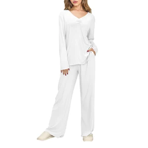 Breathable Women's Pyjamas Bamboo Viscose Sleepwear Set Soft Lounge Set Ladies Custom Pjs Loungewear