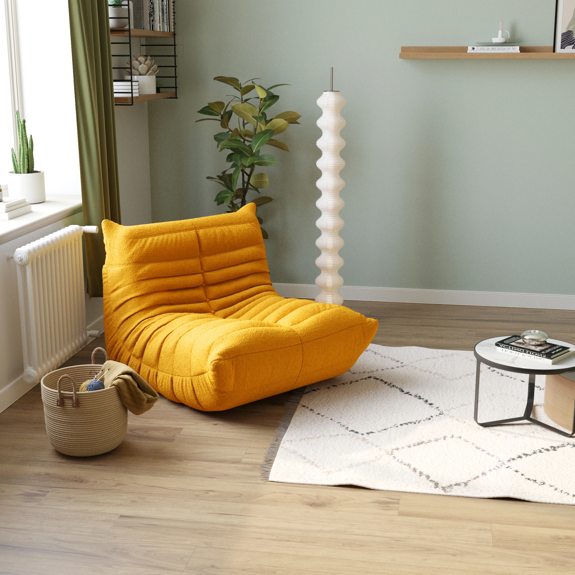 ATUNUS Drop Shipping Yellow Nordic Living Room Sofa 1 2 3 Ottoman Seater Couch Sectional Floor Single Lazy Chair SofaS Sets