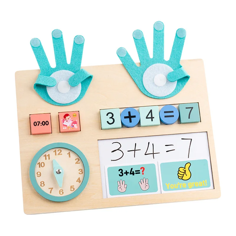 Новые обучающие игрушки Монтессори, деревянные часы с пальчиковым счетом, обучающие математике, учебные пособия по математике, развивающая игрушка для изучения математики