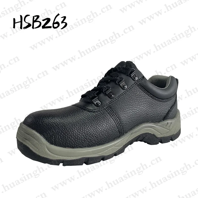 Rwh,Kenya Market Popular Black Safety Shoes with Steel Toe Low-cut Anti-slip PU/PU Injection Outsole Work Shoes HSB263