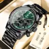 921 Black Case, Green Face, Steel Strap