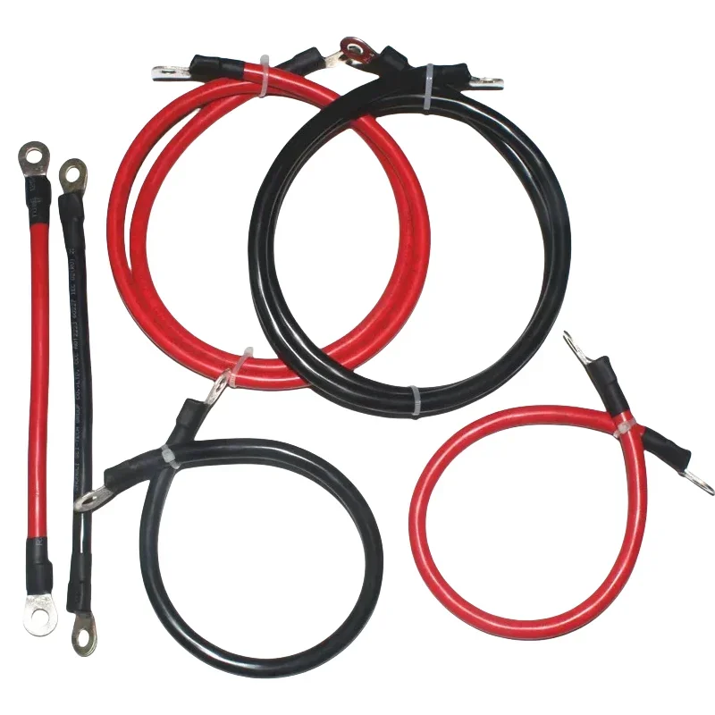 M8 SC Terminals 8/6/4/2 AWG 10/16/25/35mm2 UPS Cable Set Red Copper Wire PVC Tin-Plated Lug Battery Inverter Connection