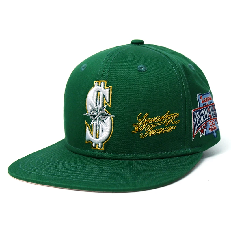 Qianzun Manufacturer 6 Panel Customized Basketball Team Caps Green