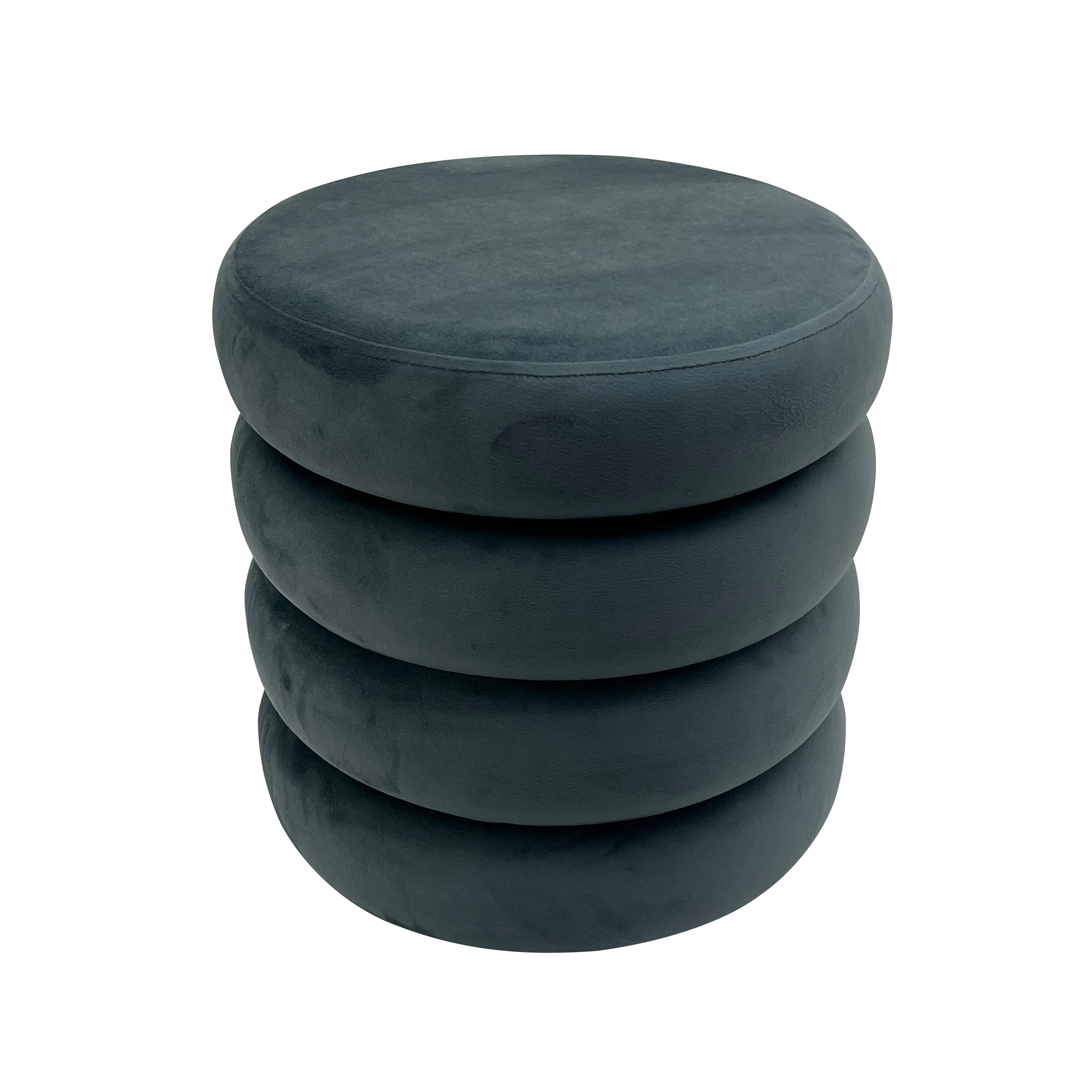 Nordic Modern Velvet Fabric Small Round Ottoman Foot Stool for Bedroom and Living Room Low Storage Ottoman