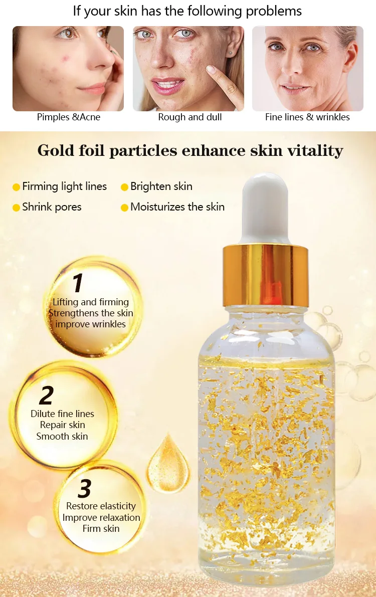 24 K Gold Face Serum Pure Gold Foil Vitamin C Good Moisturizing 