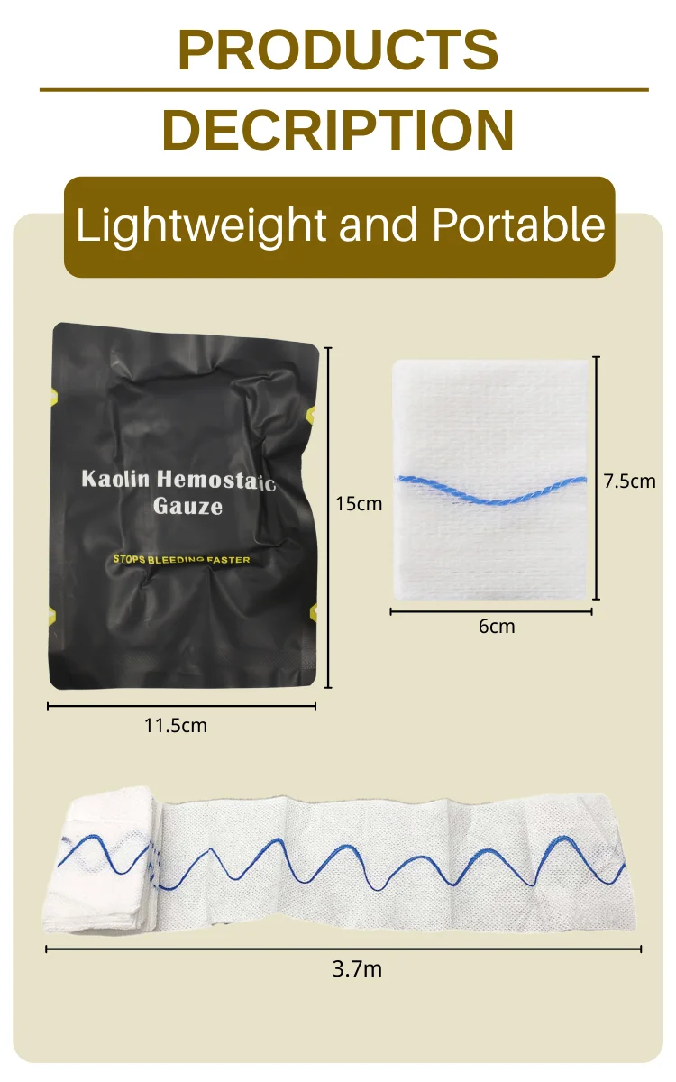 Vacuum Packed Gauze Outdoor First Aid Wound Aseptic Treatment Survival Kaolin Hemostatic Gauze