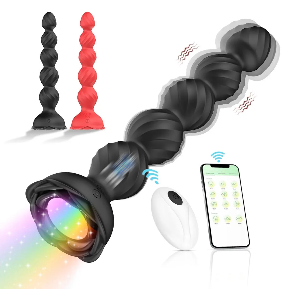 App Control Anal Plug Vibrator Wireless Led Flashing Anal Beads 10 Vibrations Anal Toy Butt Plug Male Sex Toy Prostate Massager