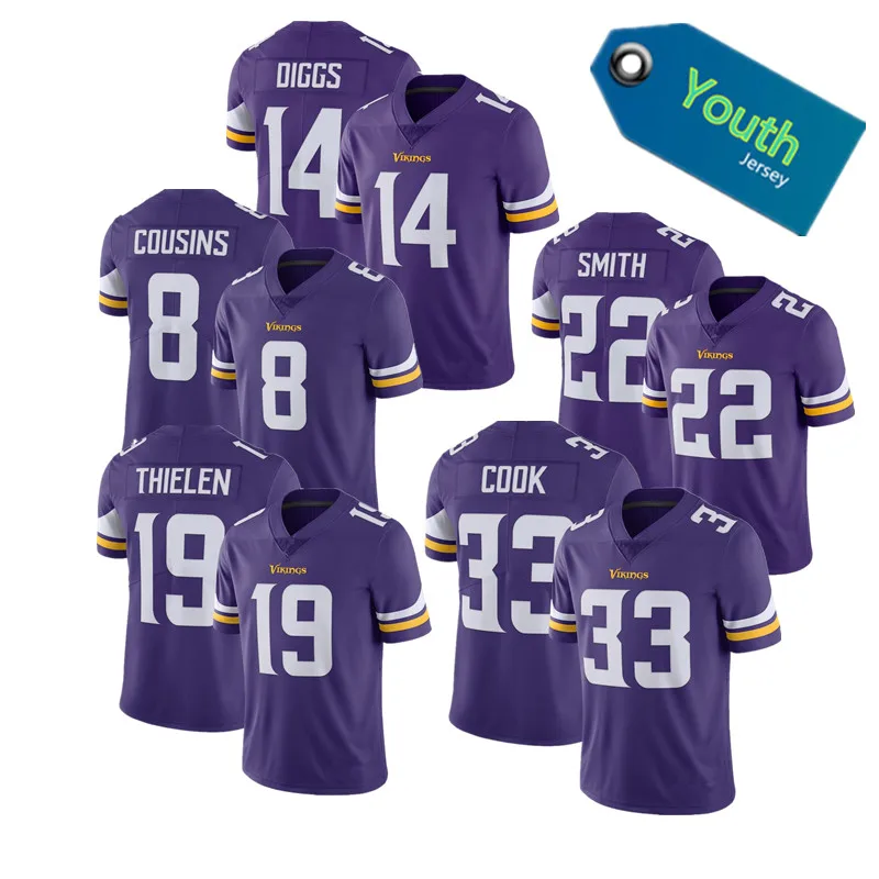 Wholesale Minnesota Youth Football Jerseys 19 Adam Thielen 33 Dalvin Cook 8  Cousins Smith Stitched VP Limited Jersey For KIDS - Purple From  m.