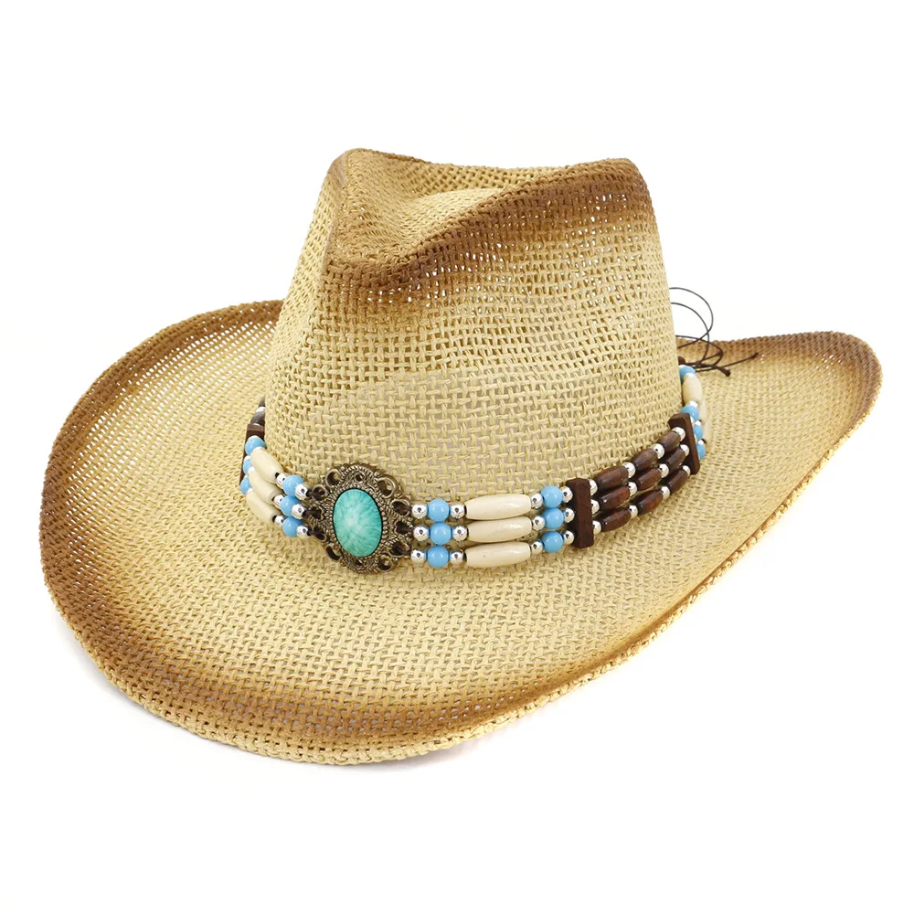 rolled brim straw cowboy hat