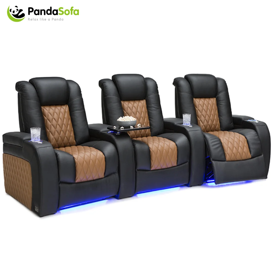 CY Top Grain Leather Power Reclining Modern Design Living Room & Gym Electric Cinema Sofa VIP Seating Furniture