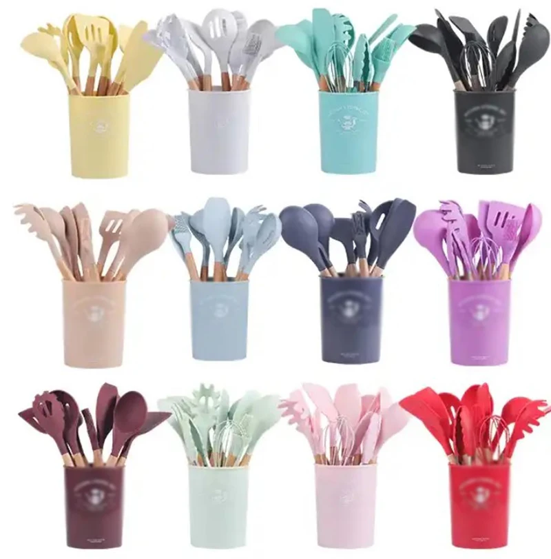 Complete Kitchen Utensil Set 12 Pieces Nonstick Silicone Kitchenware Kit Kitchen Utensils