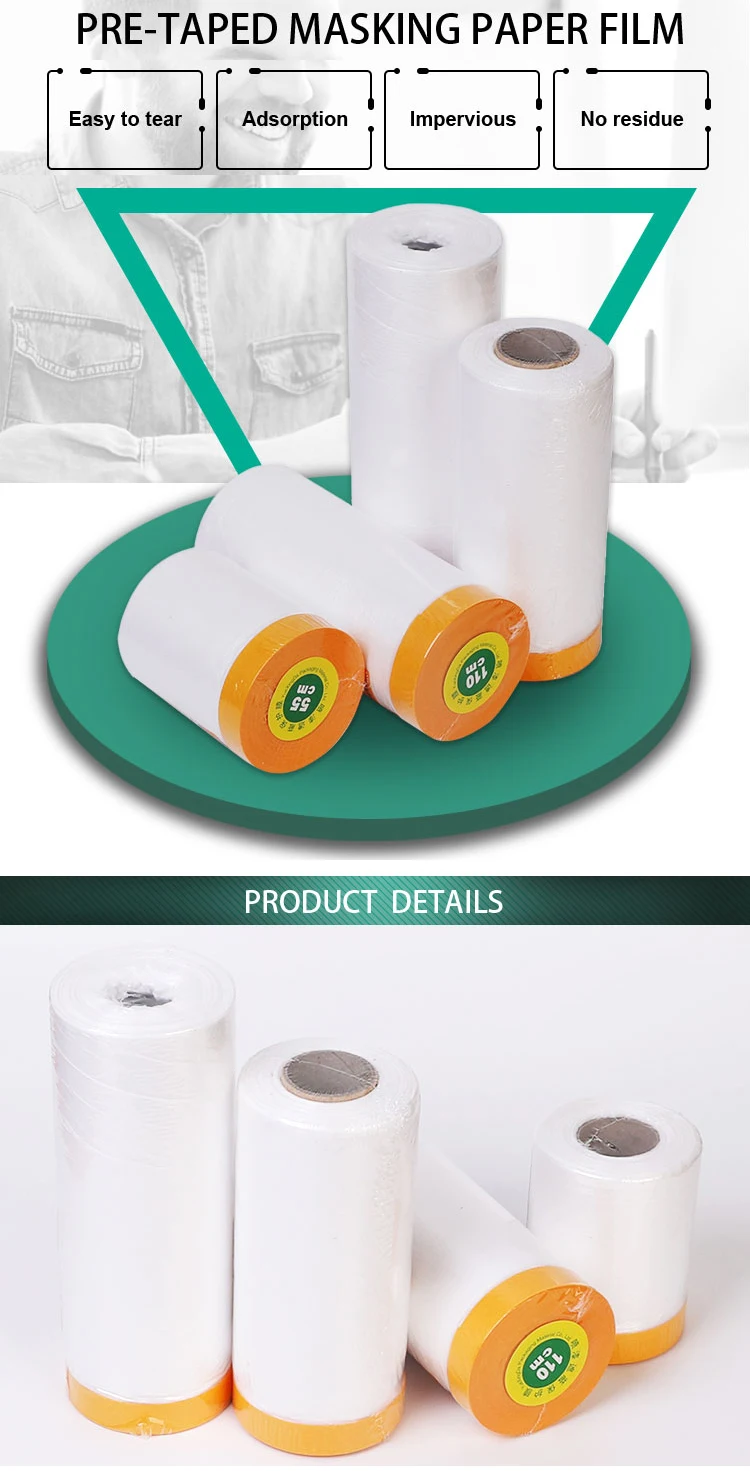 High Quality Painter Pre Taped Plastic Protection Painting Transparent