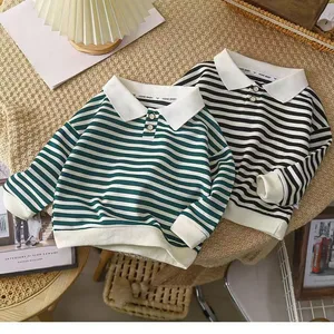 Customized Spring Autumn Children's College & Western Style Stripes Polyester Shirt for Boys & Girls Base-Layer Clothes for Kids