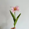 Un tubo rosa leche en forma de tulipán