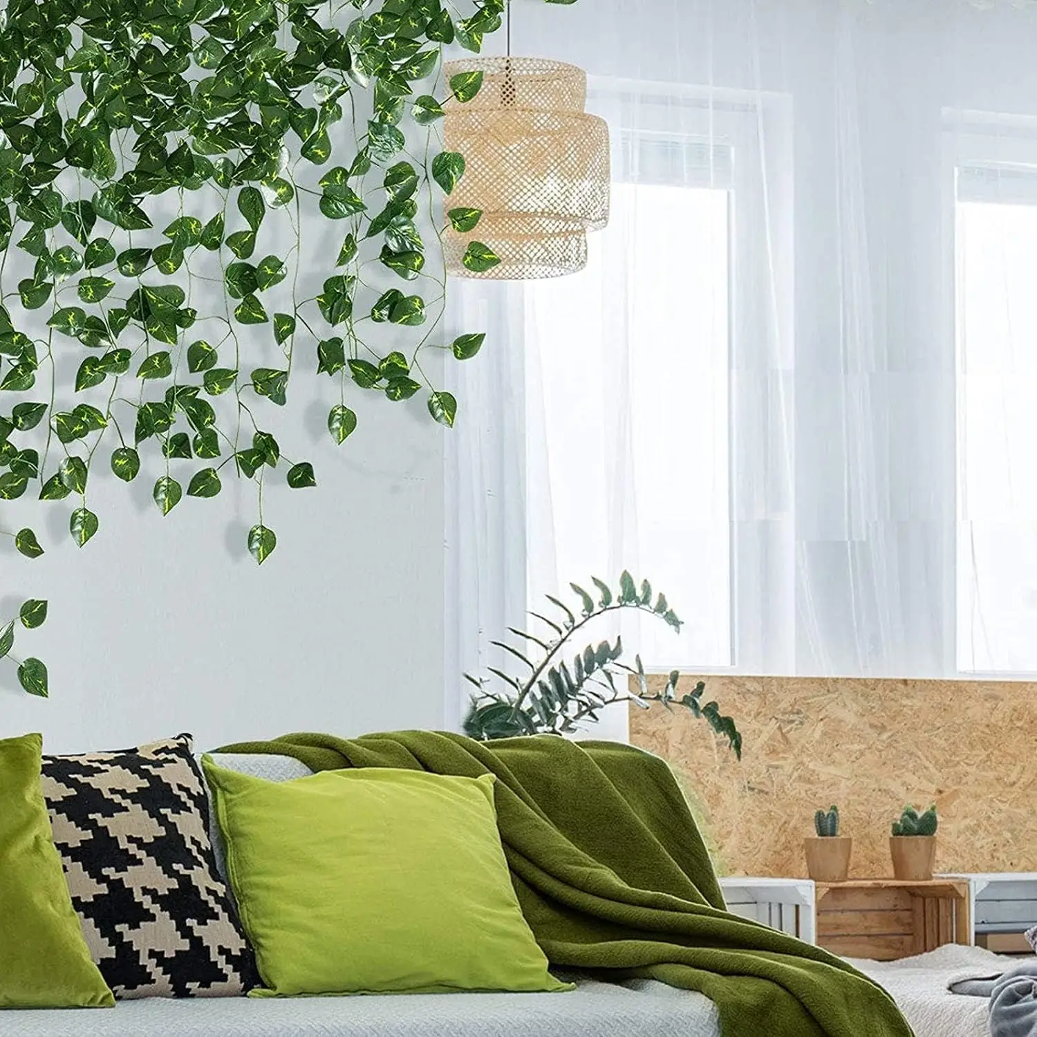 Artificial Ivy Greenery Garland Fake Vines Hanging Plants Backdrop Bedroom Wall Decor Jungle Theme Party Wedding Green Leaves