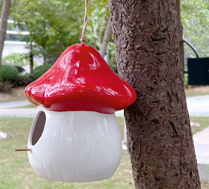 Ceramics mushroom shape bird houses coconut bird house bird house camera