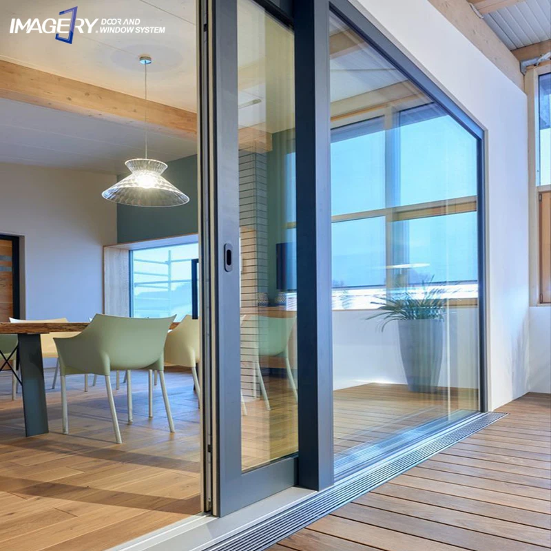 Remote Control for Commercial and Residential Use Smart Aluminum Frame Automatic Electric Sliding Glass Door