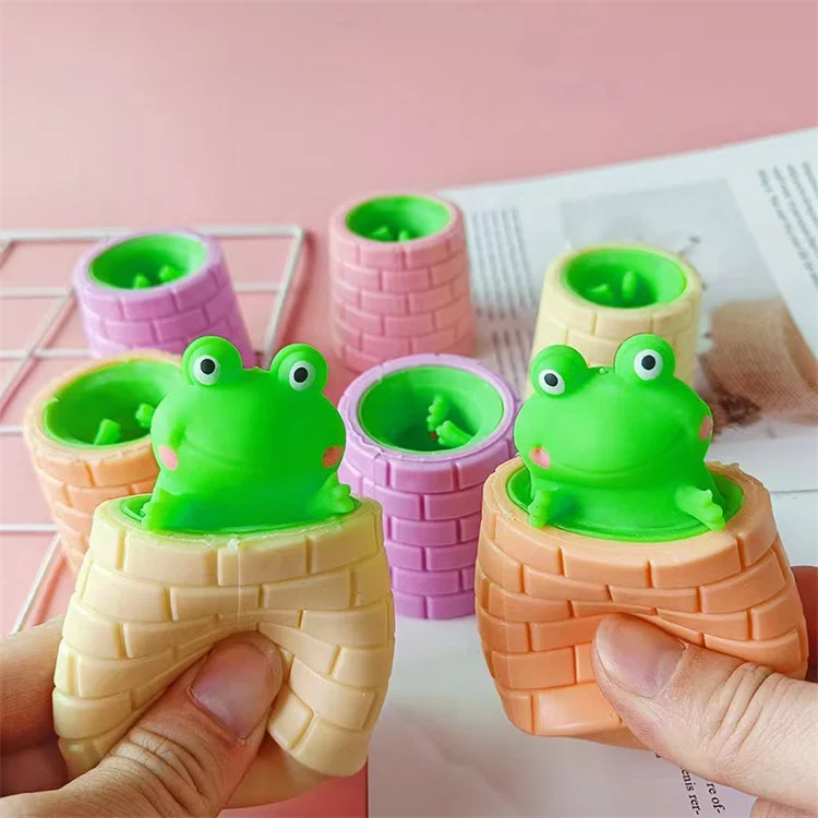 Frog Toys Squeeze Decompression Funny Tree Stump Cartoon Animal Anti Stress Relief Soft Interesting Squishy Adult Gifts