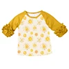 Mustard Sun Print Ruffle Raglan Top