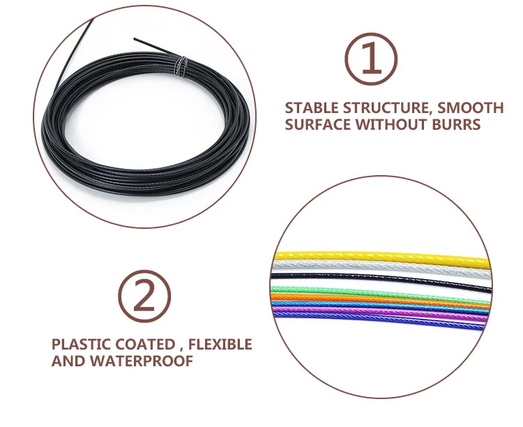 Stainless Steel Wire Rope Coated PVC Nylon Vinyl Coated Wire Rope