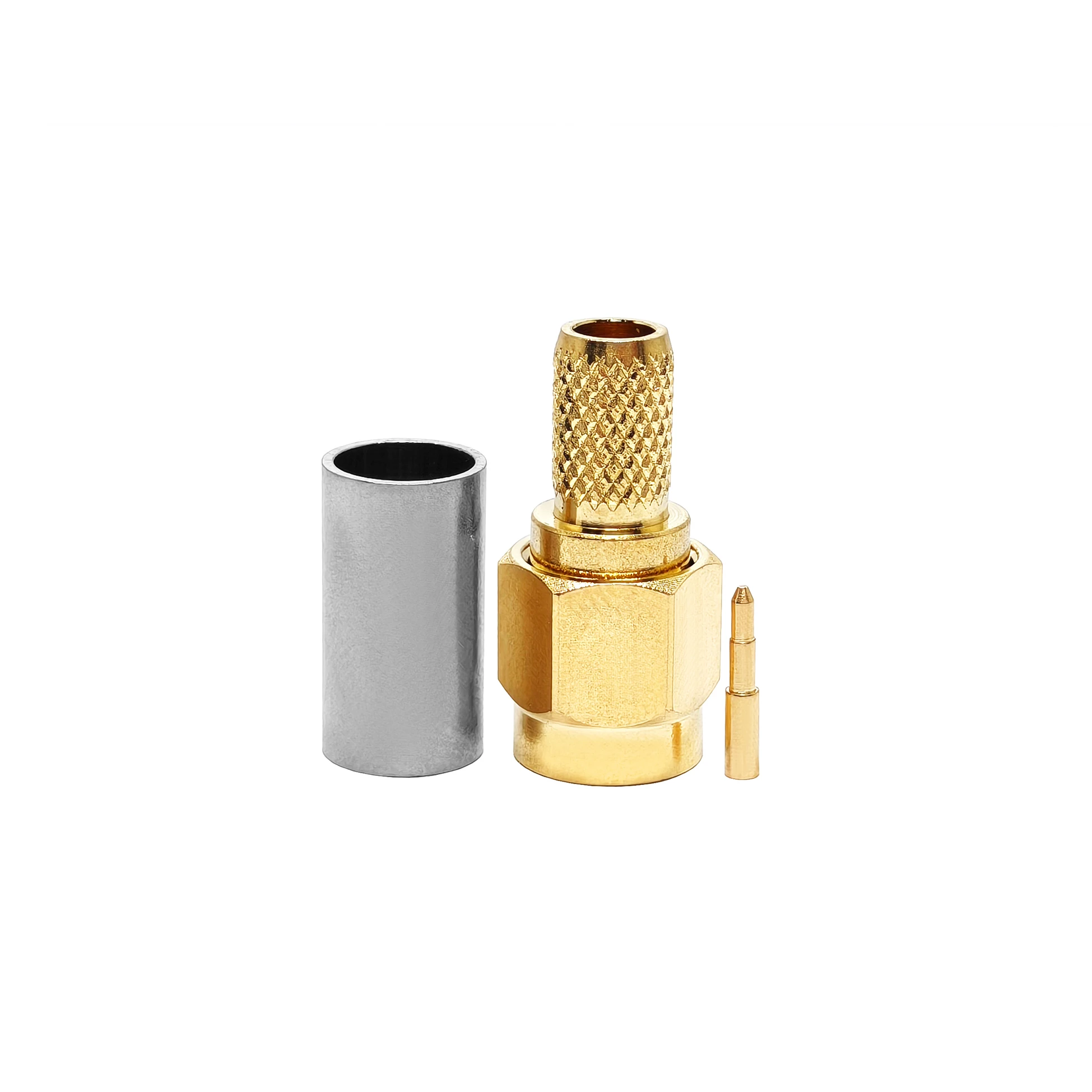 Factory Gold Plated 50 Ohm SMA Male Plug Crimp for RG58 LMR195 LMR200 RG223 RG142 RG400 Cable RF Coax Coaxial Connector in Stock