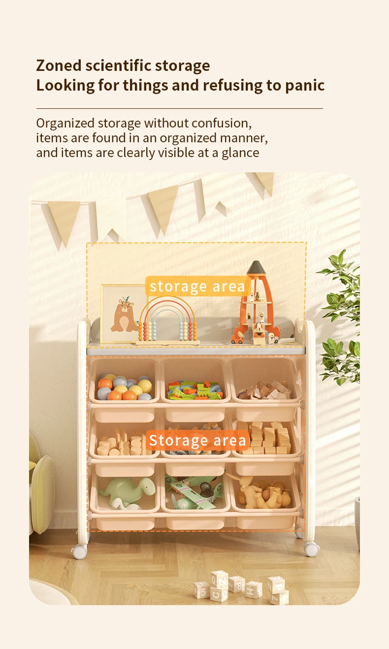 product feelkids cat shape plastic toy room book shelf clothes toys organizer storage racks with wheels for kids cabinet-4