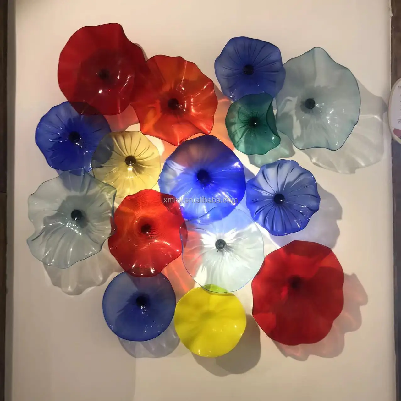 Glass Plates Bowl Murano Glass Round Europe Flower Hand Made Blown Art