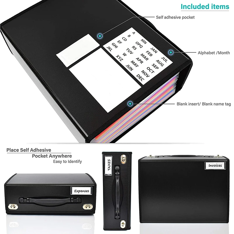 Customized A4 Size Zip Expanding Leather Portfolio File Folder