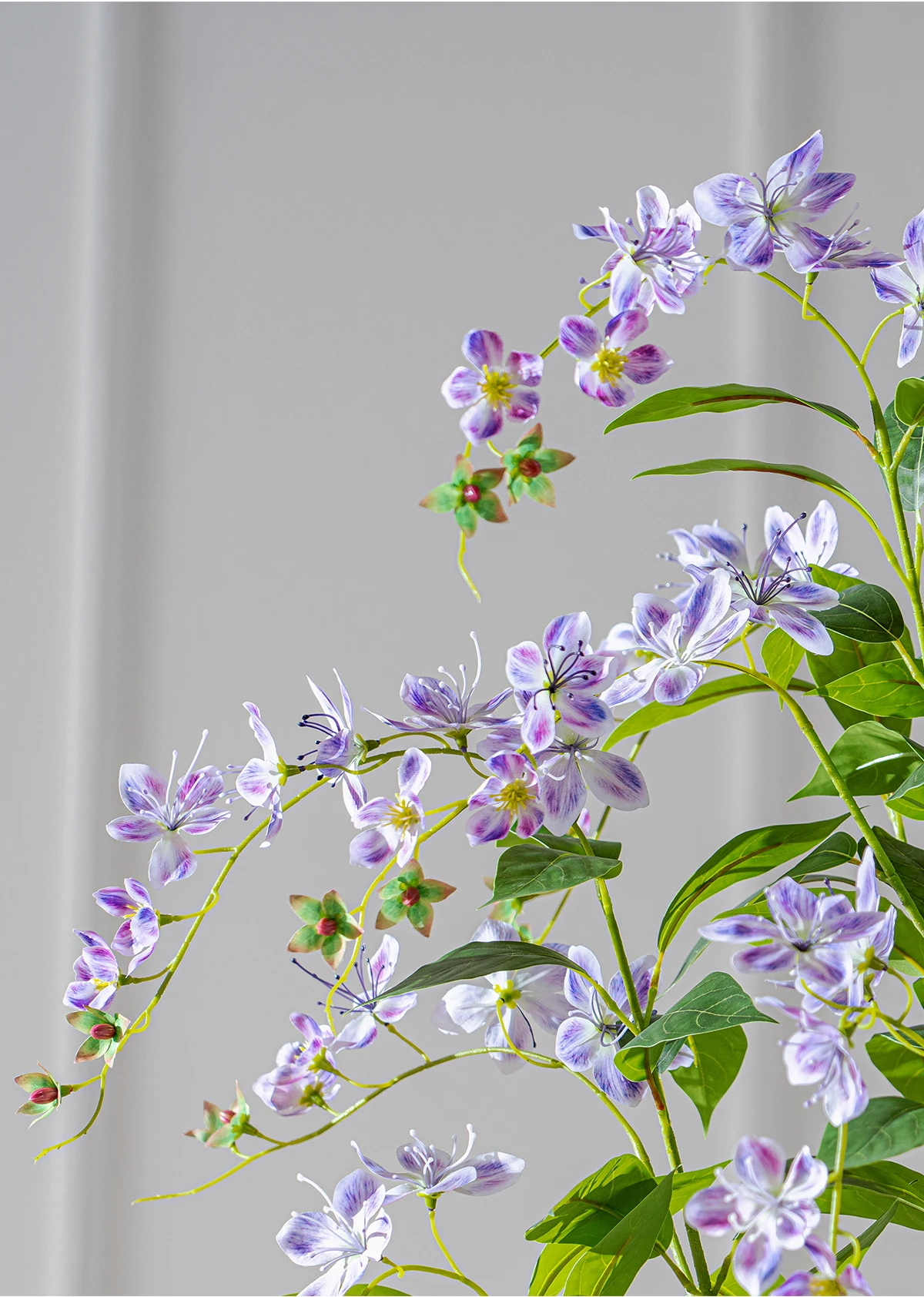 Plastic Green Tree with Real Touch White Pink Purple Artificial Flowers for Home or Office High Touch-Feel Decorative Pot details