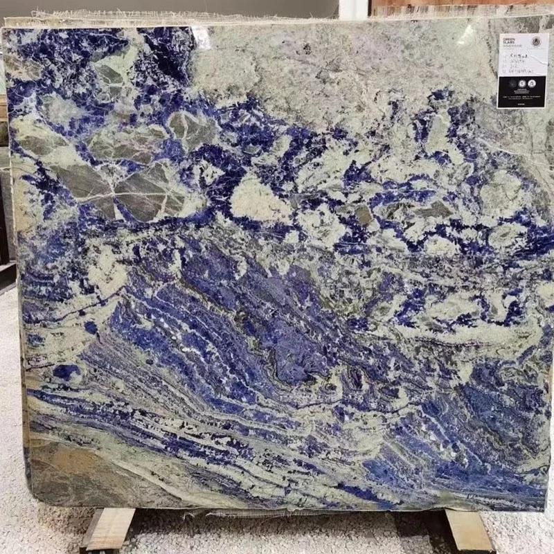 Brazil Bolivian Blue Exotic Slab For Five Star Hotel Wall Reception Top Decoration Bolivia Sodalite blue marble slabs thin cut