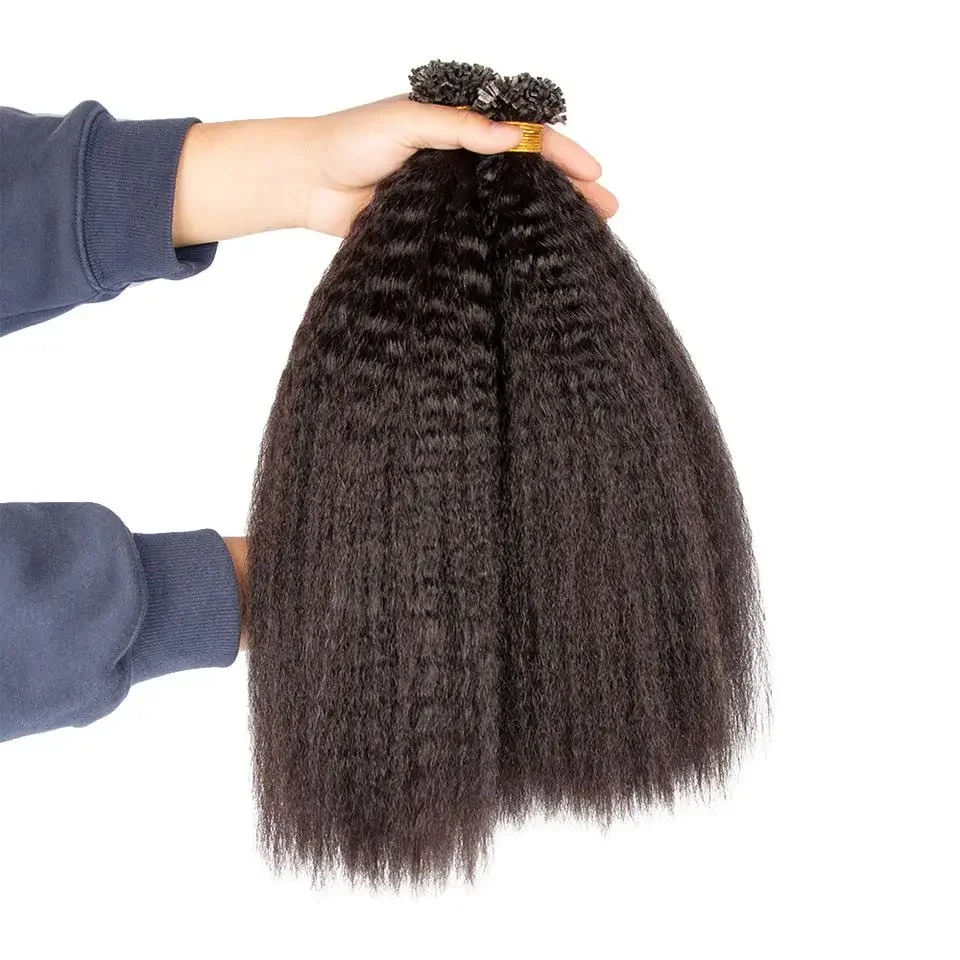 Extension per capelli umani con punta piatta e liscia, mongola, Remy, pre-legata, con cheratina, punta K, capelli grossi, yaki italiani_voghion.com