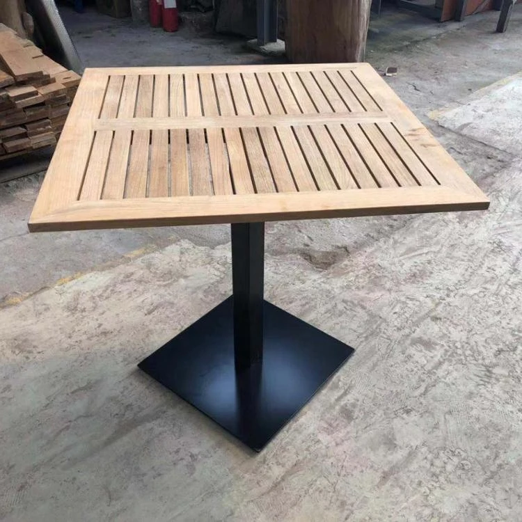 Restaurant Outdoor Teak Slat Square Table Natural Wood Round Dining Table Top