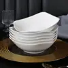 Plain white square-footed bowls (6-pack, 8 inches)