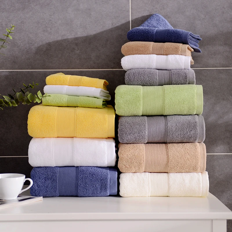 Factory Wholesale Luxury Dobby Face Bath Towel Set Custom 100 Cotton Soft Absorbent Thickened