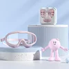 Set di occhialini da nuoto rosa e clip per naso