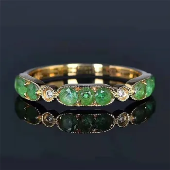 Dudai bridal wedding gemstone jewelry diamond 18k gold 0.54ct natural green emerald band ring for women