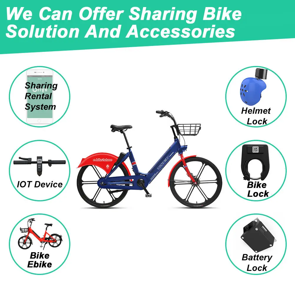 Custom Smart Qr Code BLE GPS GPRS Sharing Bicycle E Bike Rental System Mobile APP Control Smart Lock With Alarm