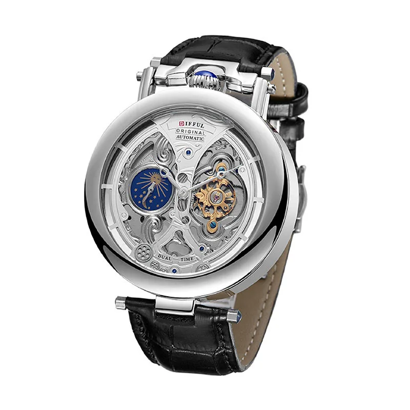 Alibaba.com: DIFFUL Luxury Big Skeleton Dial Mens Watch Moon Phase ...
