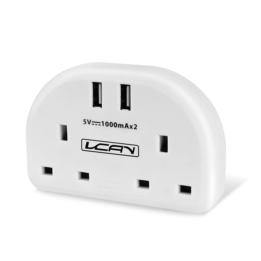 2 Pin EU to 3 Pin UK Plug Universal International  Travel Socket 2 Way European UK Travel Adapter with 2 USB Ports