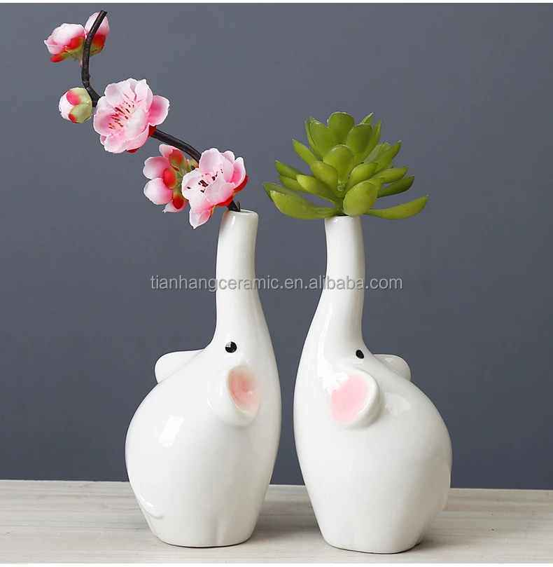 Modern living room wedding gift cute elephant porcelain flower pot nordic ceramic vase for home decor.jpg