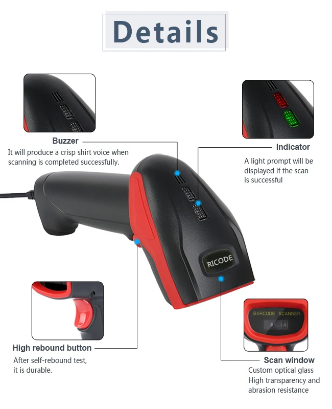 Classic Model Lector Codigo Barras  AK18H High Scan Speed 2d Handheld Barcode Scanner for Supermarket